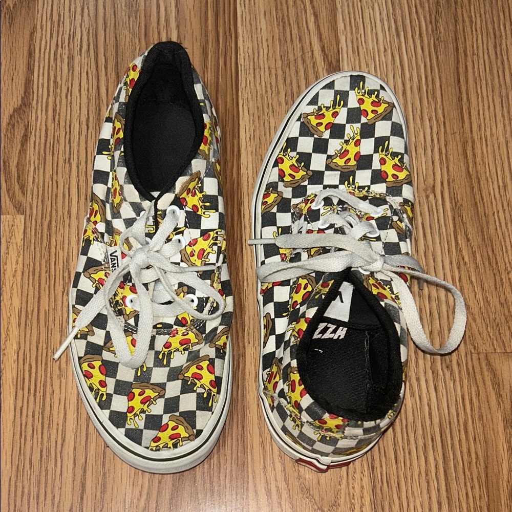 EUC Vans Kids Black and White Pizza Sneakers - Picture 4 of 4